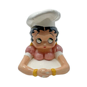Betty Boop Salt And Pepper Shaker Holder Set 1995 Vandor Pelzman Chef Flaws Read